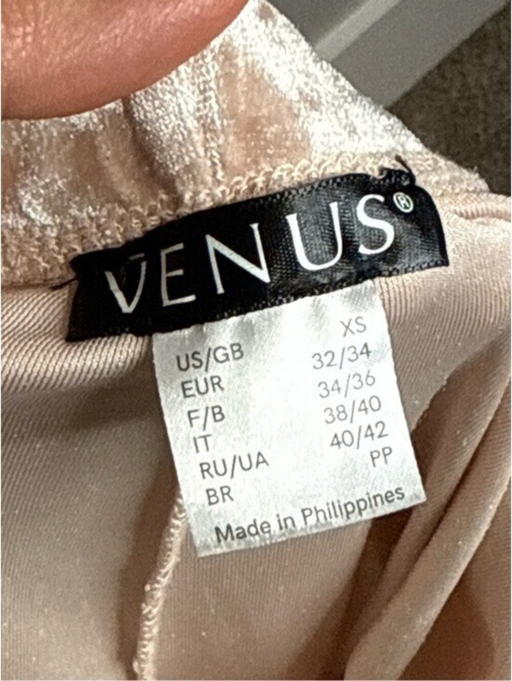 VENUS Crushed Velvet Leggings Blush Pink Rhinestone Side Stripe XS - Picture 2 of 6